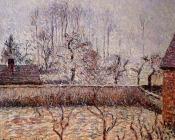 卡米耶 毕沙罗 : Landscape, Frost and Fog, Eragny